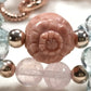 Alashan Agate Charm + Pink Morganite +Aquamarine w/ Freshwater Pearl Dual- Loop Bracelet