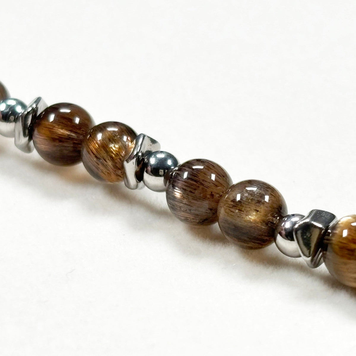 Nine Eye Citrine Charm w/ Golden Skeletal Sunstone Dual -Loop Bracelet