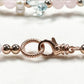 Alashan Agate Charm + Pink Morganite +Aquamarine w/ Freshwater Pearl Dual- Loop Bracelet