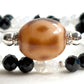 Vajra Four Eye Dzi Bead + Black Tourmaline w/ Moonstone Dual-Loop Bracelet
