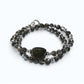 Blackgold Super Seven Quartz Charm w/ Black Skeletal Sunstone Dual -Loop Bracelet