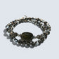 Blackgold Super Seven Quartz Charm w/ Black Skeletal Sunstone Dual -Loop Bracelet