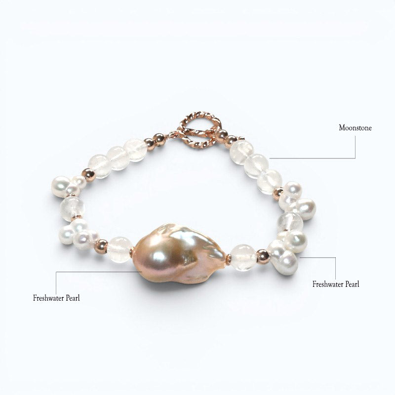 Freshwater Pearl w/ Moonstone Bracelet