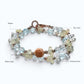 Alashan Agate Charm + Blue Topaz+ Prehnite w/ Freshwater Pearl Dual- Loop Bracelet