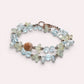 Alashan Agate Charm + Blue Topaz+ Prehnite w/ Freshwater Pearl Dual- Loop Bracelet