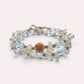 Alashan Agate Charm + Blue Topaz+ Prehnite w/ Freshwater Pearl Dual- Loop Bracelet