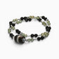 Black & White Dzi Bead + Hypersthene w/ Peridot Dual-Loop Bracelet