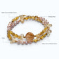 Golden Titanium Rutilated Quartz + Golden Titanium Rutilated Quartz  + Citrine w/ Freshwater Pearl Dual- Loop Bracelet