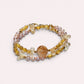 Golden Titanium Rutilated Quartz + Golden Titanium Rutilated Quartz  + Citrine w/ Freshwater Pearl Dual- Loop Bracelet