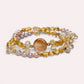 Golden Titanium Rutilated Quartz + Golden Titanium Rutilated Quartz  + Citrine w/ Freshwater Pearl Dual- Loop Bracelet