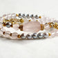 Rose Quartz Charm + Mozambique Rose Quartz w/ Akoya Pearl Dual- Loop Bracelet
