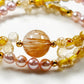 Golden Titanium Rutilated Quartz + Golden Titanium Rutilated Quartz  + Citrine w/ Freshwater Pearl Dual- Loop Bracelet
