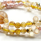 Golden Titanium Rutilated Quartz + Golden Titanium Rutilated Quartz  + Citrine w/ Freshwater Pearl Dual- Loop Bracelet
