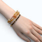 Golden Titanium Rutilated Quartz + Golden Titanium Rutilated Quartz  + Citrine w/ Freshwater Pearl Dual- Loop Bracelet