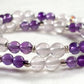 Clear Quartz Charm + Amethyst w/ Mozambique Rose Quartz Dual- Loop Bracelet