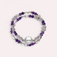 Clear Quartz Charm + Amethyst w/ Mozambique Rose Quartz Dual- Loop Bracelet