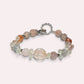 Rutilated Quartz Charm +Rainbow Rabbit Fur Quartz  w/ Prehnite Bracelet