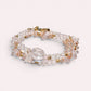 Mozambique Rose Quartz w/ Freshwater Pearl Dual- Loop Bracelet