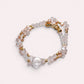 Mozambique Rose Quartz w/ Freshwater Pearl Dual- Loop Bracelet