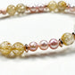 White Rabbit Fur Quartz Charm + Golden Titanium Rutilated w/ Freshwater Pearl Bracelet