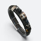 Striped Dzi Bead w/ Leather Bangle