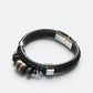 Striped Dzi Bead w/ Leather Bangle