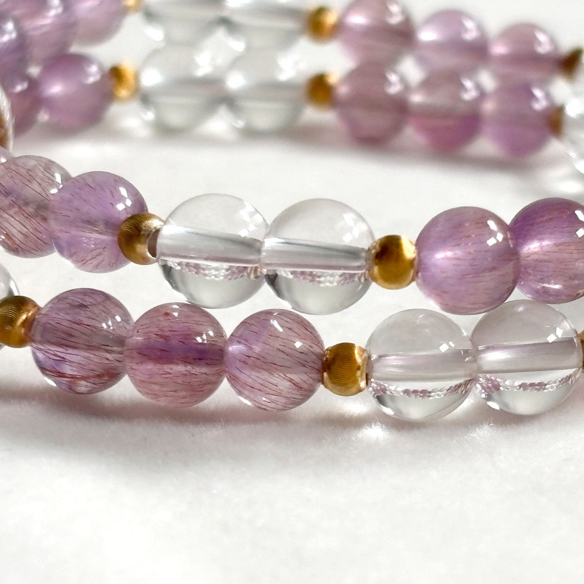 Special Three Eye Dzi Bead + Amethyst Super Seven Quartz w/ Clear Quartz Dual-Loop Bracelet
