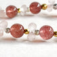 White Rabbit Fur Quartz +Strawberry Quartz  w/ Rose Quartz Bracelet