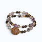 Euphenic Hopeful Dzi Bead + Super Seven Quartz w/ Smoky Quartz Dual-Loop Bracelet