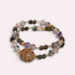 Euphenic Hopeful Dzi Bead + Super Seven Quartz w/ Smoky Quartz Dual-Loop Bracelet