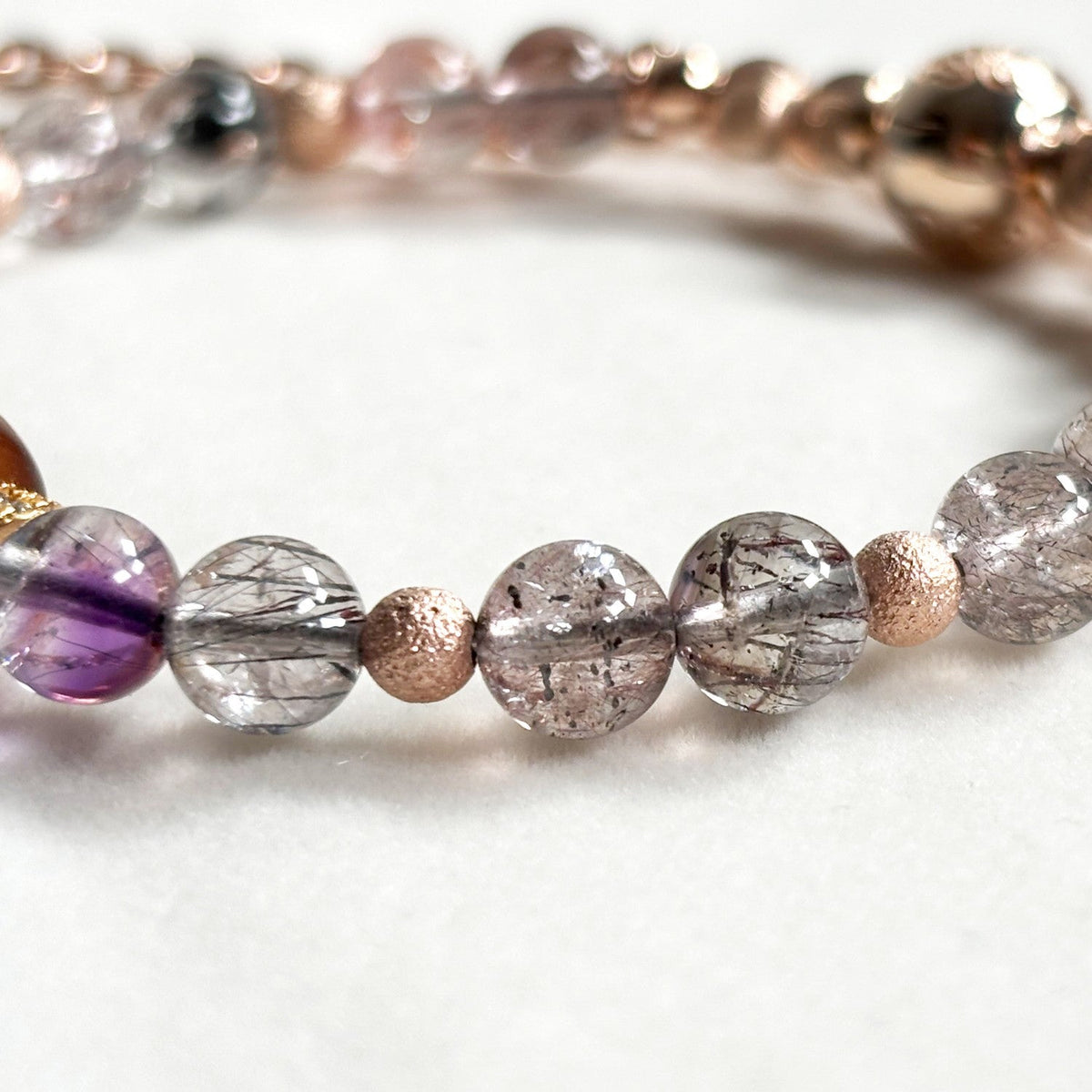 Lotus Three Eye Dzi Bead w/ Super Seven Quartz Bangle
