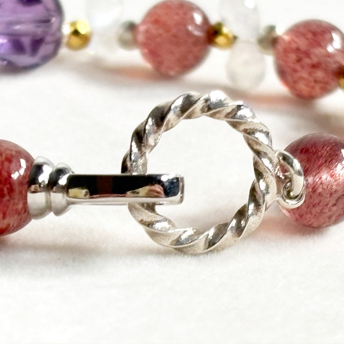 Ametrine Charm +Strawberry Quartz  w/ Moonstone Bracelet