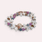 Alashan Agate Charm + Tourmaline+ Moonstone w/ Freshwater Pearl Dual- Loop Bracelet