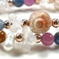 Alashan Agate Charm + Tourmaline+ Moonstone w/ Freshwater Pearl Dual- Loop Bracelet
