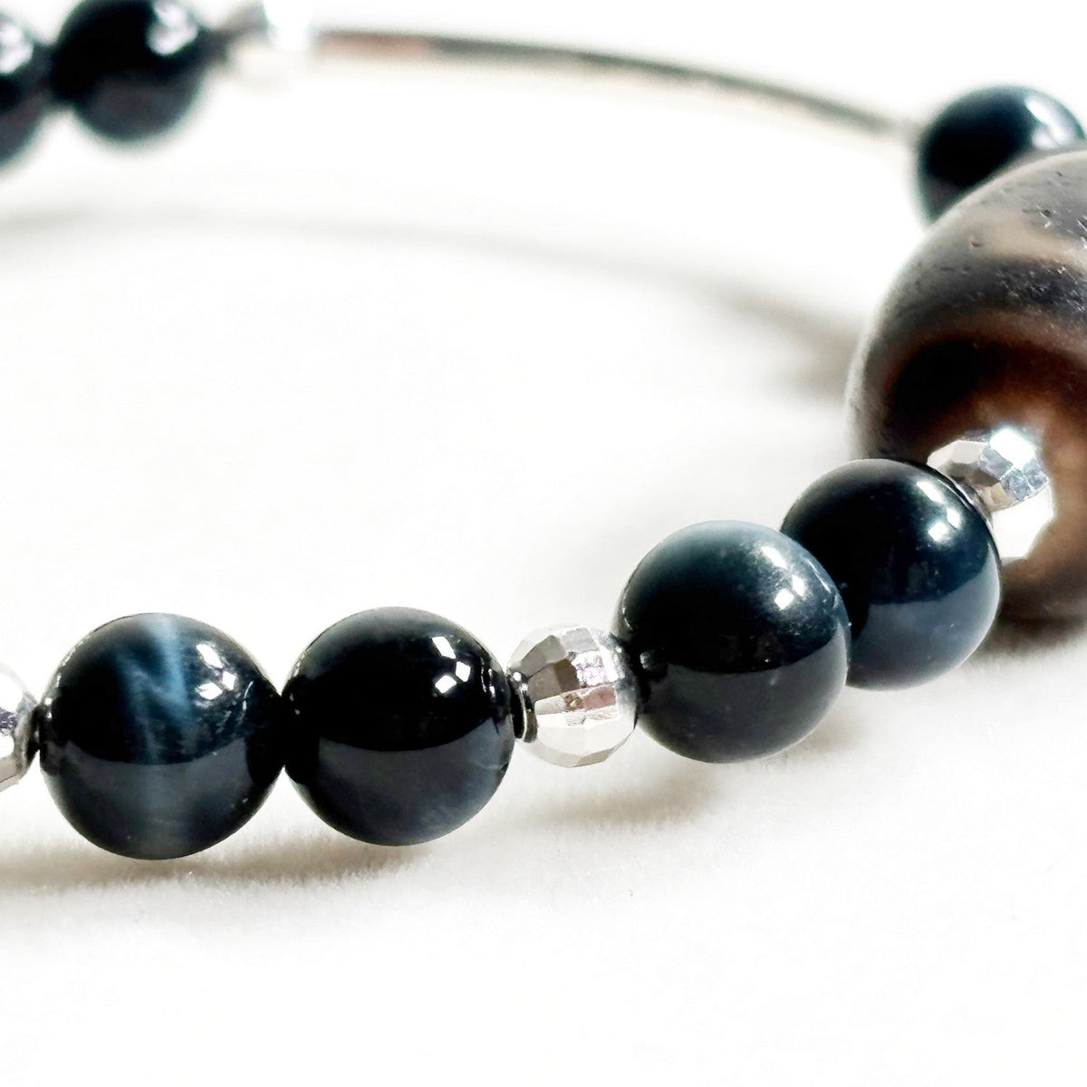 Six Eye Dzi Bead w/ Blue Tiger Eye Bangle