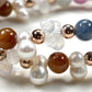 Alashan Agate Charm + Tourmaline+ Moonstone w/ Freshwater Pearl Dual- Loop Bracelet