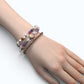 Alashan Agate Charm + Tourmaline+ Moonstone w/ Freshwater Pearl Dual- Loop Bracelet