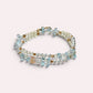 White Rabbit Fur Charm + Prehnite + Blue Topaz w/ Freshwater Pearl Dual- Loop Bracelet