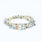 White Rabbit Fur Charm + Prehnite + Blue Topaz w/ Freshwater Pearl Dual- Loop Bracelet