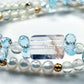White Rabbit Fur Charm + Prehnite + Blue Topaz w/ Freshwater Pearl Dual- Loop Bracelet