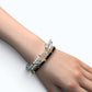 White Rabbit Fur Charm + Prehnite + Blue Topaz w/ Freshwater Pearl Dual- Loop Bracelet