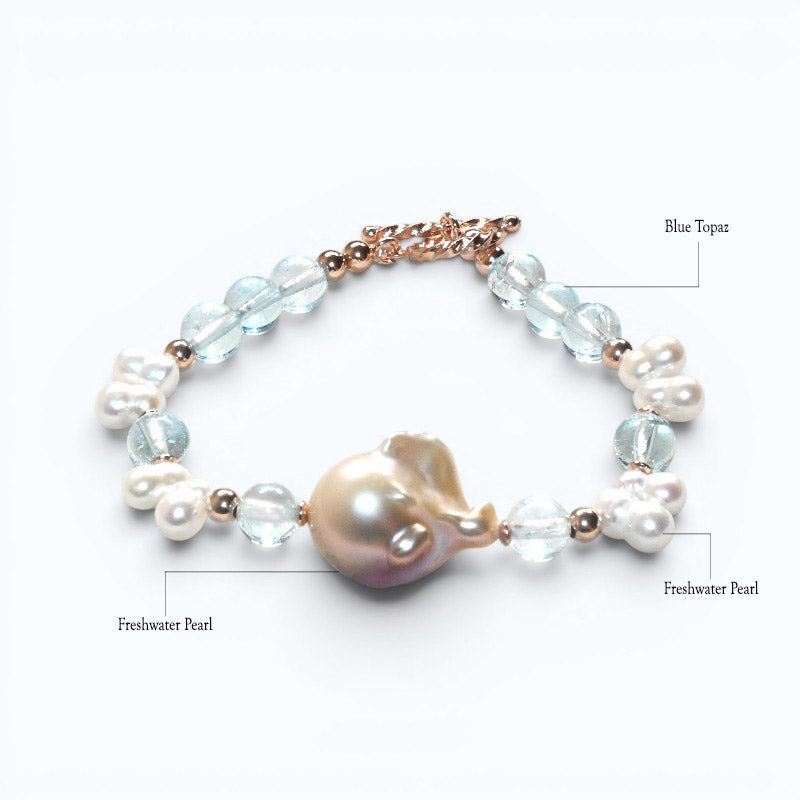 Freshwater Pearl w/ Blue Topaz Bracelet
