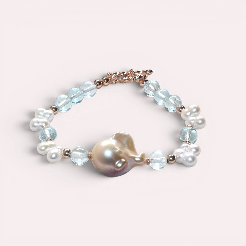 Freshwater Pearl w/ Blue Topaz Bracelet