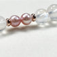 White Phantom Quartz Charm + Moonstone w/ Freshwater Pearl Bracelet
