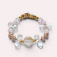 White Rabbit Fur Quartz Charm + Kunzite+ Clear Quartz w/ Freshwater Pearl Bracelet