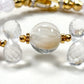 White Rabbit Fur Quartz Charm + Kunzite+ Clear Quartz w/ Freshwater Pearl Bracelet