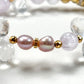 White Rabbit Fur Quartz Charm + Kunzite+ Clear Quartz w/ Freshwater Pearl Bracelet