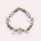 White Rabbit Fur Quartz Charm + Kunzite+ Clear Quartz w/ Freshwater Pearl Bracelet